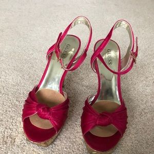 Guess by Marciano hot pink strappy stilettos